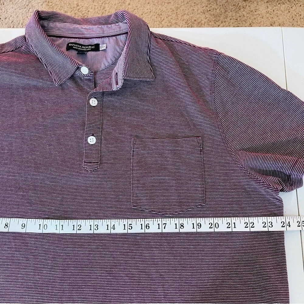Banana Republic Performance Knit Short Sleeve Polo Shirt Men Size XL Red/White